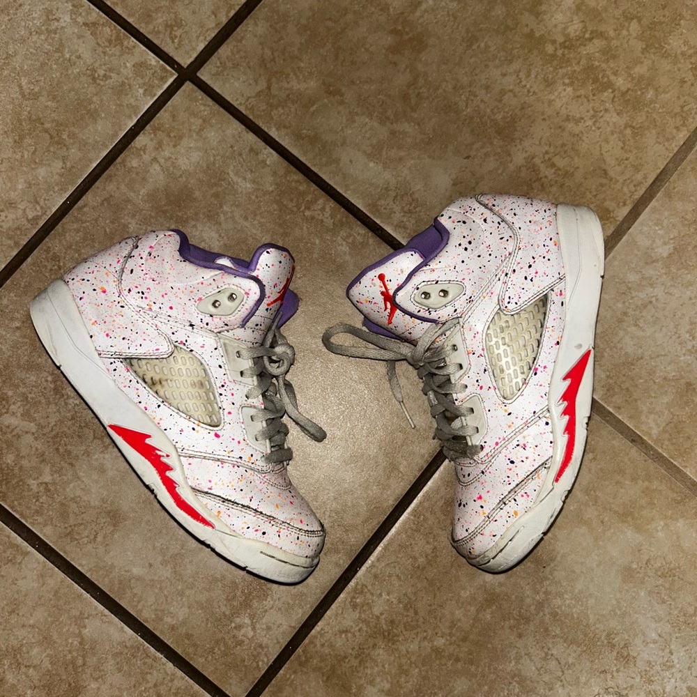 NIKE Shoes AIR JORDAN 5 RETRO GG Kids Size 3Y EASTER Paint Splatter